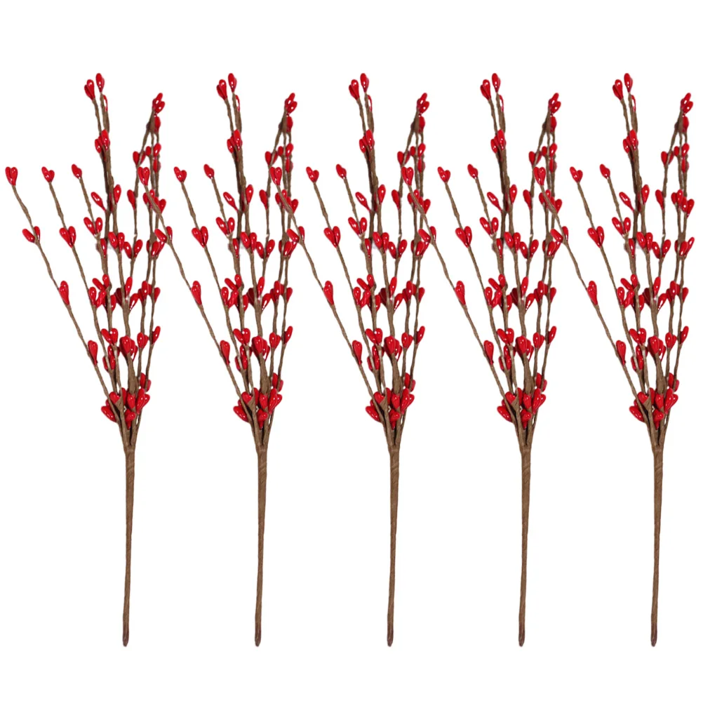 5 قطعة فروع التوت الاصطناعي سيقان التوت الأحمر وهمية لزهرية ديكور عيد الميلاد الديكور تشكيلة زهور المنزل عيد الميلاد #4