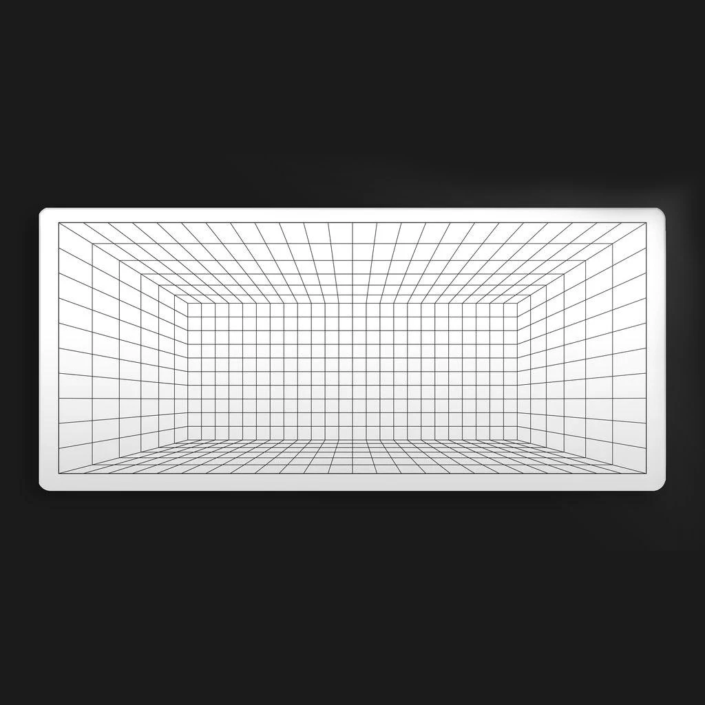 3D Wireframe Perspective Large Gaming Mouse Pad Black White Grid Virtual Tunnel Non‑Slip Rubber Extended Keyboard Desk Mat
