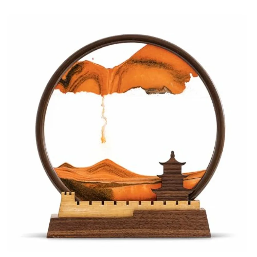 

Moving Sand Art for Adults Liquid Motion Sandscape Picture with Wooden Base Desk Decor for Office Home Bookshelf and Unique Gif