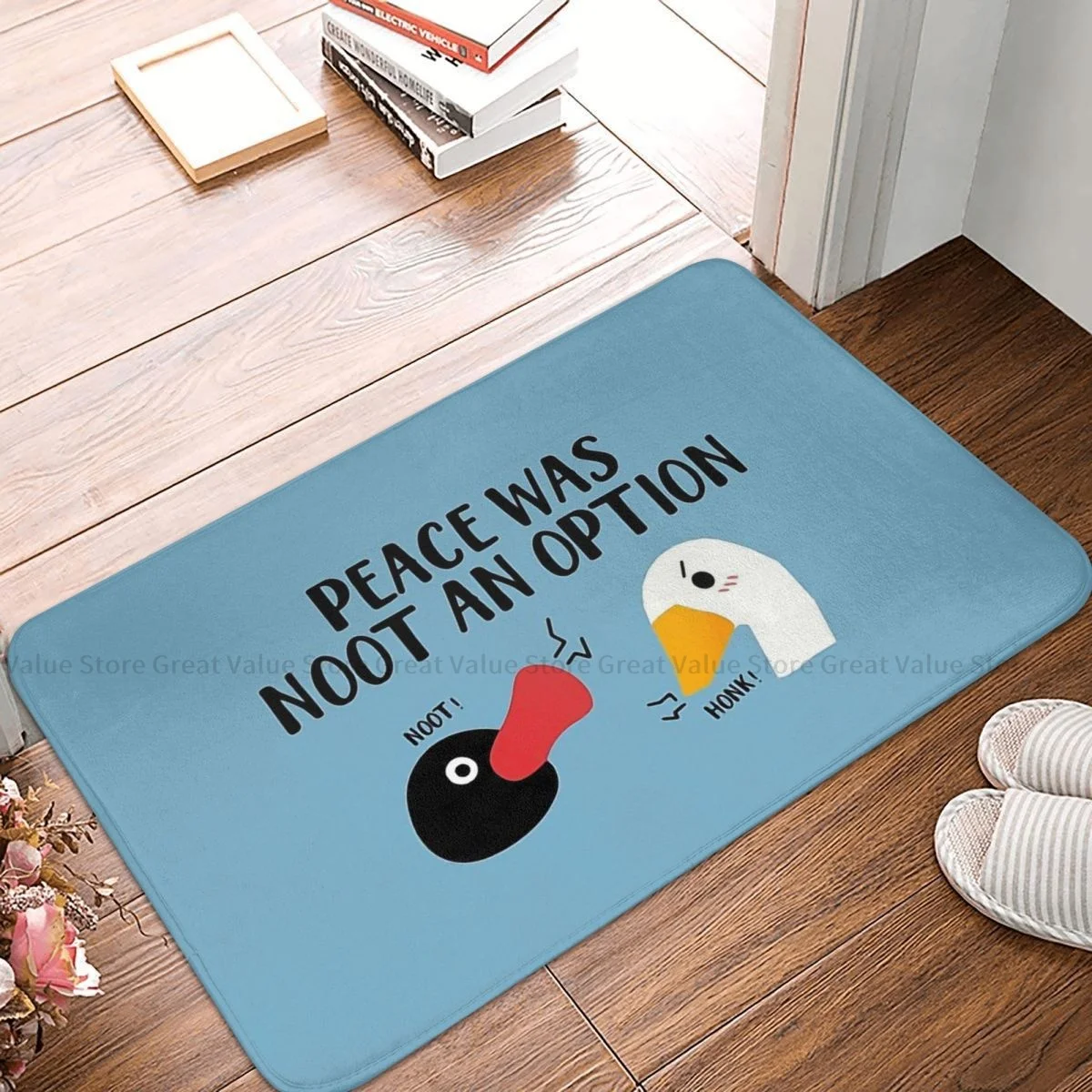 Untitled Goose Honk Bell Game Non-slip Doormat Peace Was Noot An Option Living Room Kitchen Mat Carpet Flannel Modern Decor