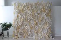 Royal series 5D Luxury white and gold mixed flower wall, tessuto artificial plant wall wedding background, decorazione per feste