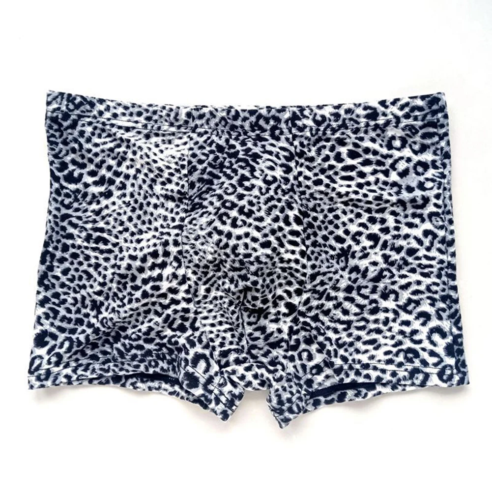 Convex Pouch For Mens Low Rise Boxer Shorts Leggings Stretch Leopard Print Underpants Male Sexy U Bulge Lingerie Panties Elastic