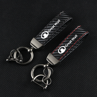 Carbon Fiber Leather Car Keychain Pendant Keyring Horseshoe Buckle for GREAT WALL GWM M4 STEED Poer Wingle 5 Haval Accessories