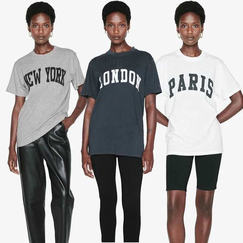 

Новая летняя североамериканская ниша AB, классическая хлопковая женская футболка с короткими рукавами и вышивкой на рукавах