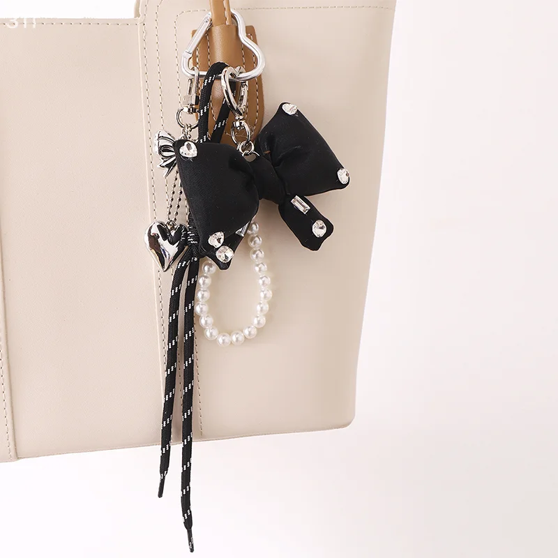Cute Fashion Bow Pendant Keyring Versatile Nylon Rope Keychain Sweet Kawaii Mobile Phone Lanyard Backpack Decoration Gifts