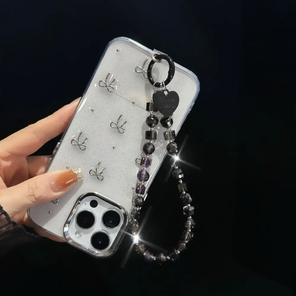 

With Clip Crystal Beads Phone Chain Short Anti-lost Mobile Phone Lanyard Light Luxury Style Trinket Love Phone Pendant