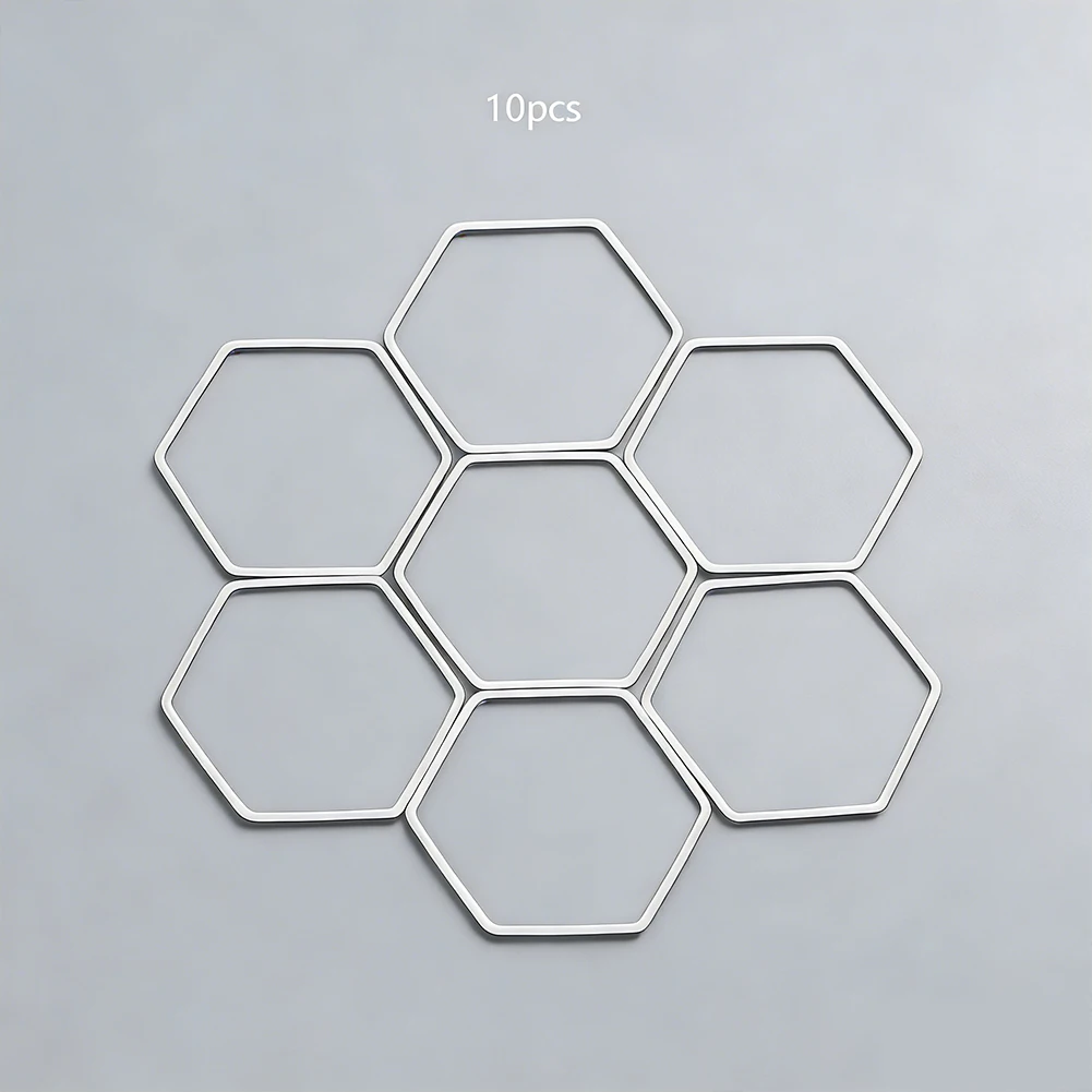 5pca Trendy Hexagonal Openwork Alloy Frame Minimalist Geometric Shape Accessories Handmade DIY Wind Chime Jewelry Components