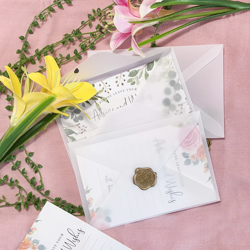 

10-50 шт./лот, пустой полупрозрачный конверт для приглашений, 16x11 см, открытки, подарочная коробка, бумага с серной кислотой, свадебные деловые письма