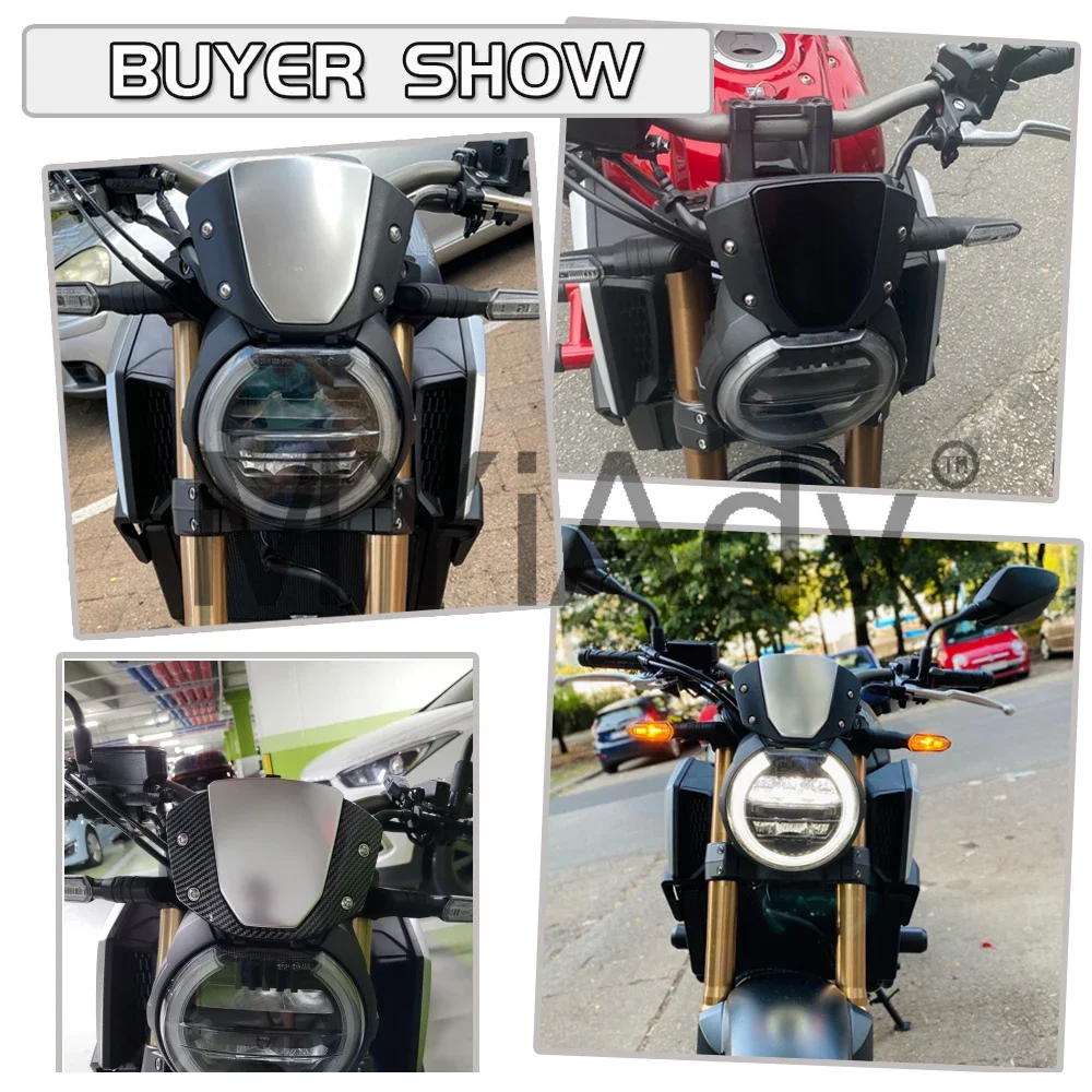 Motorcycle Windshield Windscreen Sport Wind Deflector Visor Screen With Bracket For Honda CB650R 2019-2023 CB1000R 2018-2020