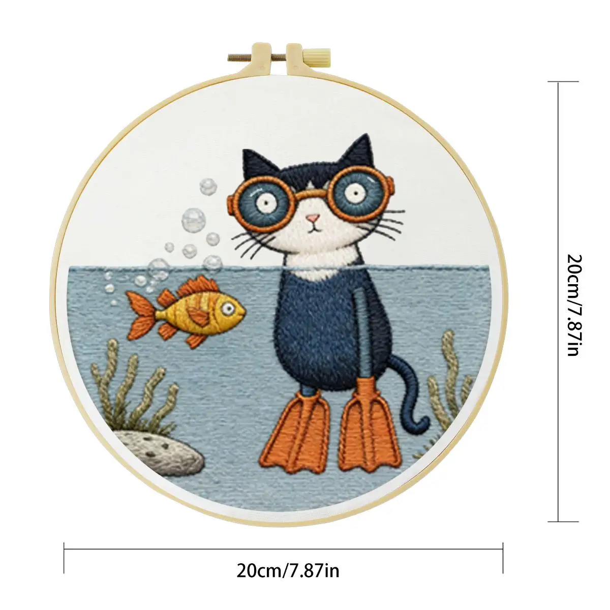 1 Stück 20X20CM/15X15CM 7,87/6,3 Zoll Tauchkatze Stickerei Starter-Kit DIY-Kit DIY-Stickerei-Set Handarbeiten Nadelkunst – Detail 4