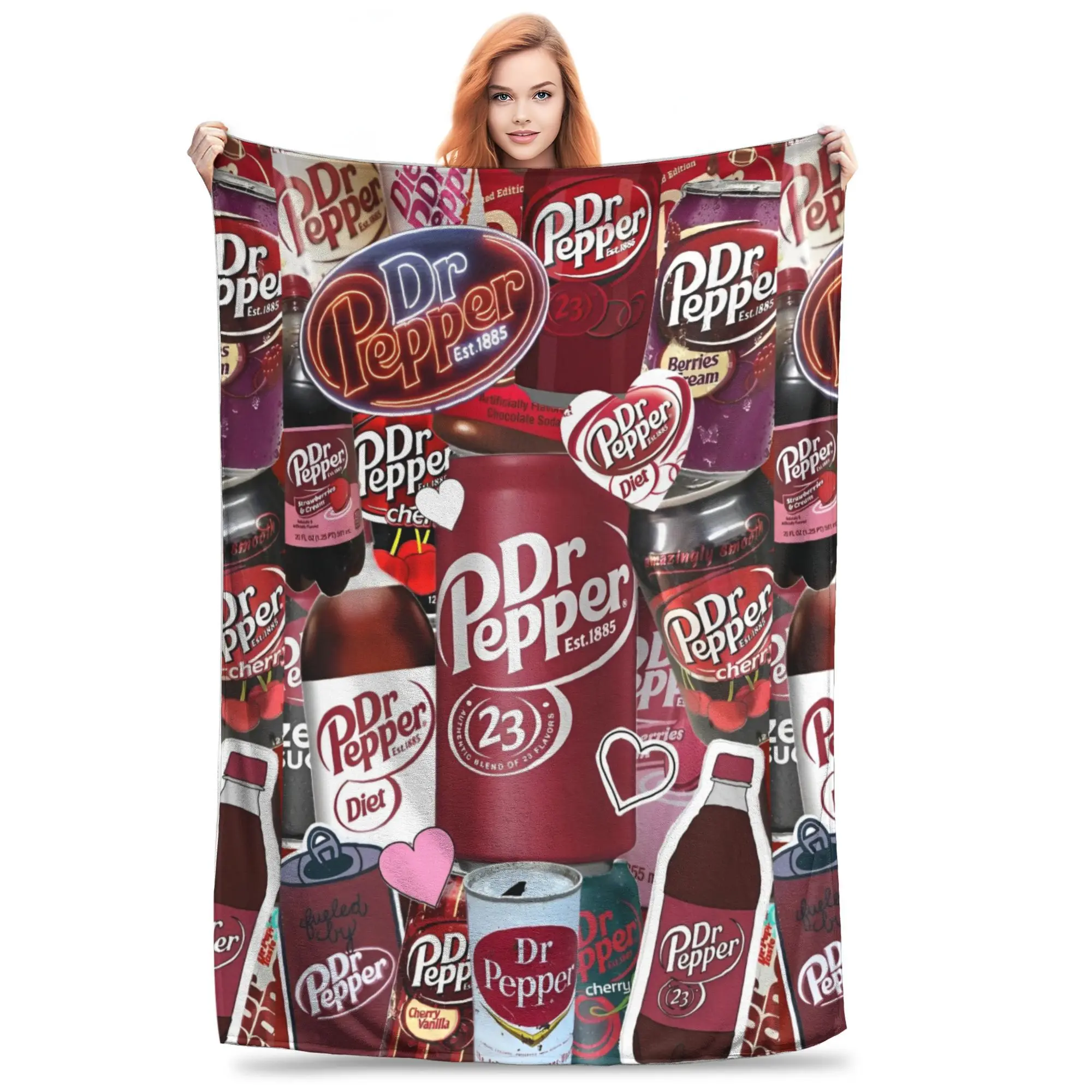 

Dr Pepper Blankets Flannel Novelty Soft Throw Blanket for Home Autumn/Winter