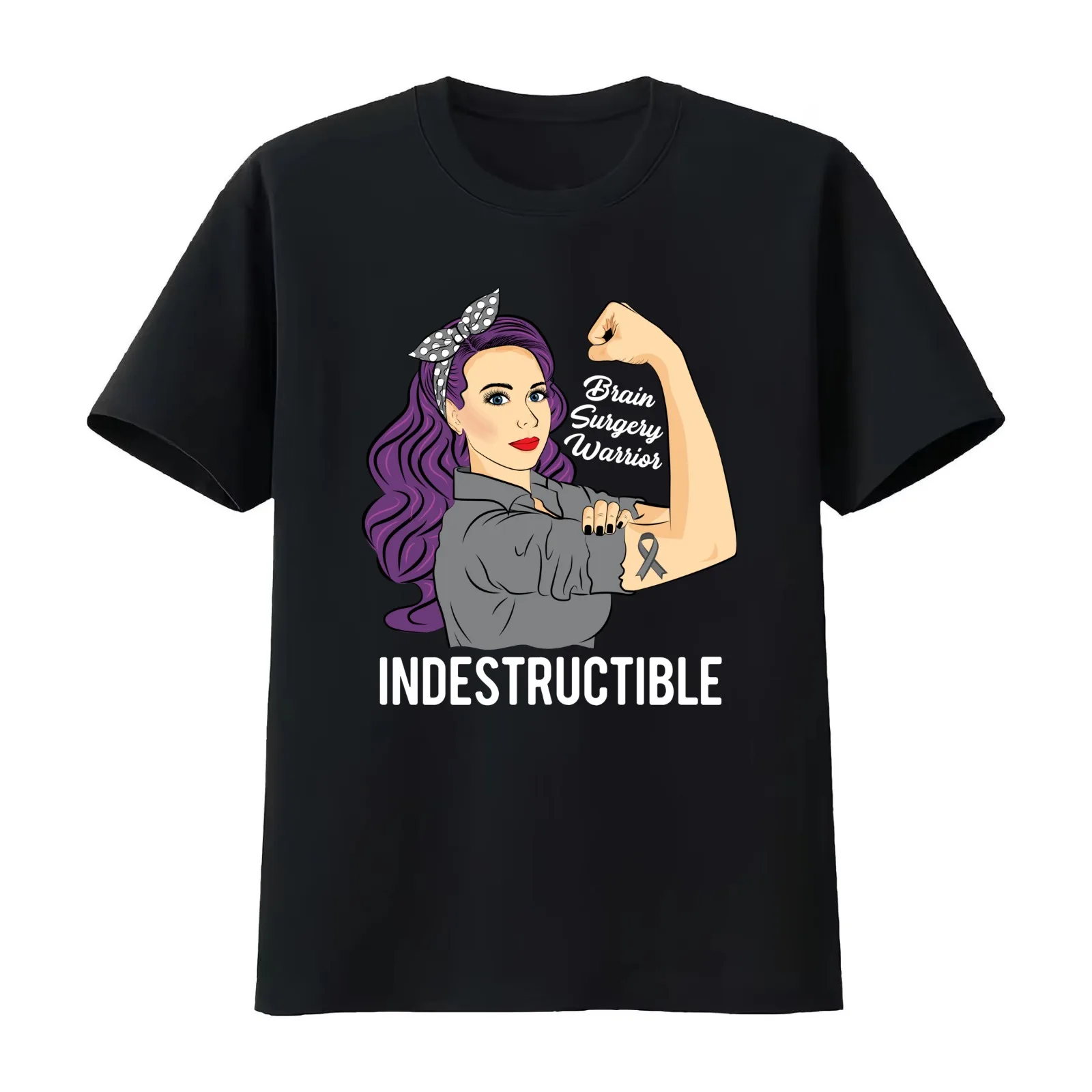 Brain Surgery Warrior Indestructible Awareness Support T-Shirt Summer Casual Cotton Tee Oversized Streetwear Tops 100% Cotton
