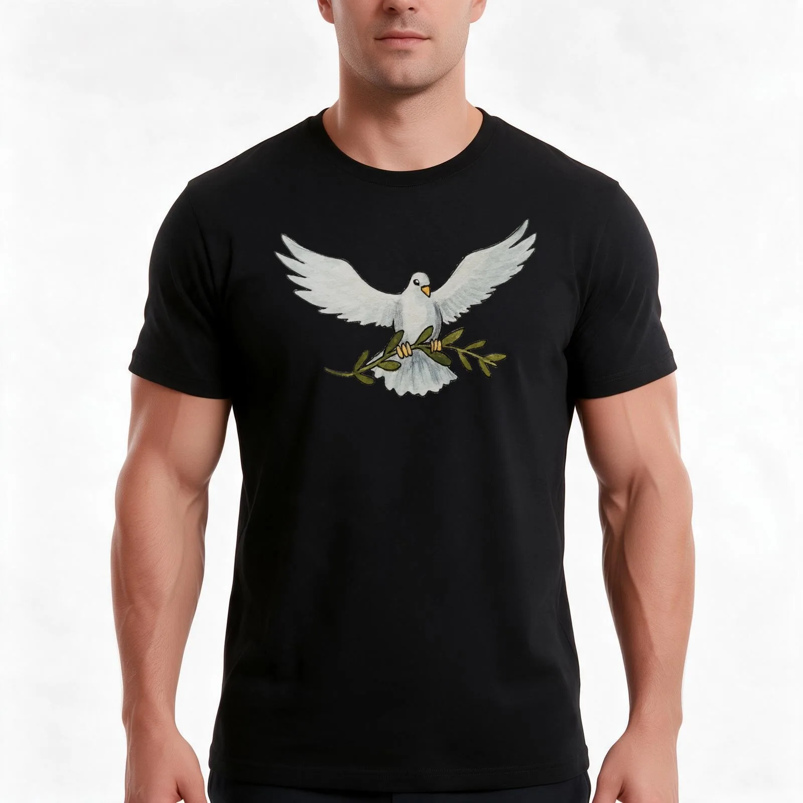 Dove T-Shirt, Summer Casual Cotton Tee, Oversized Streetwear Tops, Vintage Graphic Print, Loose Fit Short Sleeve, 100% Cotton