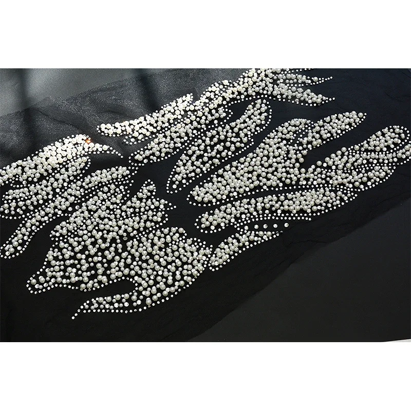 Large Lace Applique Hand-ironed Beaded Cloth Patch Wedding Dress Performance Stage Sewing DIY Costume Accessories Decoration