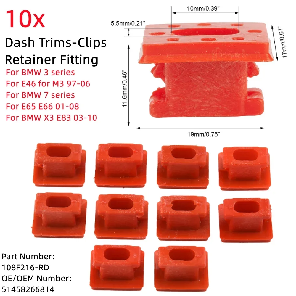 

10 Pc Dashboard Interior Panel Fixing Clip For BMW E46 97-06 E65 E66 01-08 E83 03-10 323i 328i 323Ci Dash Trims-Clips Retaine