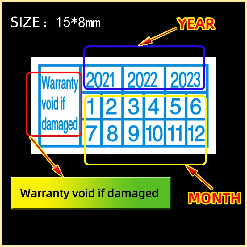 100pcs Warranty Anti-tear Invalid English With Date Fragile Sticker Expiration Seal Label