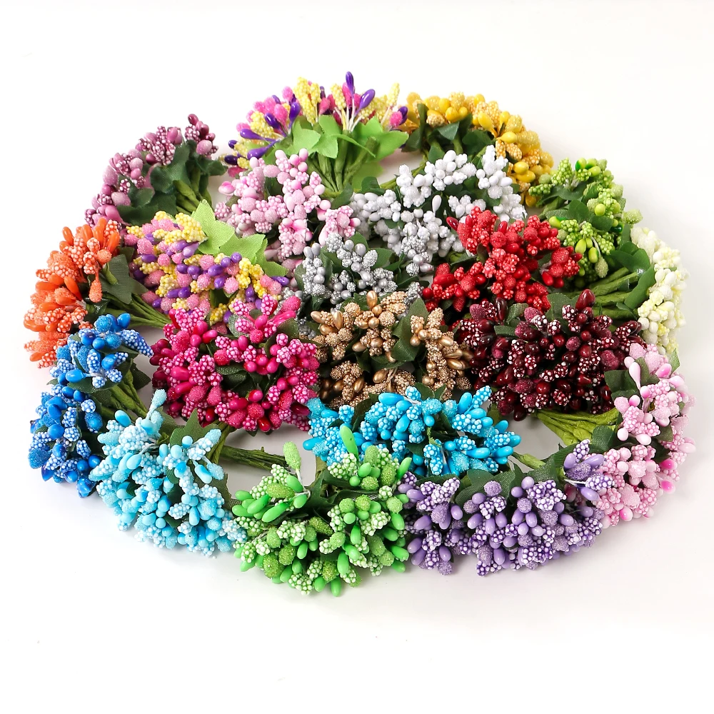 12 sztuk sztuczne kwiaty jagoda pręcik ręcznie robione robótki świąteczne dekoracje wieniec pudełko Scrapbooking DIY dekoracje ślubne