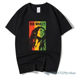 Camiseta de algodón con cuello redondo para hombre, camisa informal de manga corta con estampado de Bob Marley, Rock, Hip Hop, de talla grande, para verano