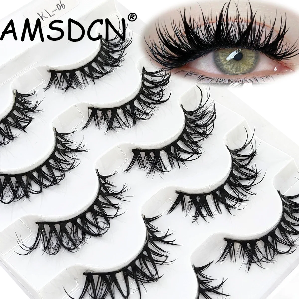 AMSDCN 5/7 pairs of moisturizing false eyelashes cosplay natural and lightweight fairy cross fluffy eyelashes extended eyelashes