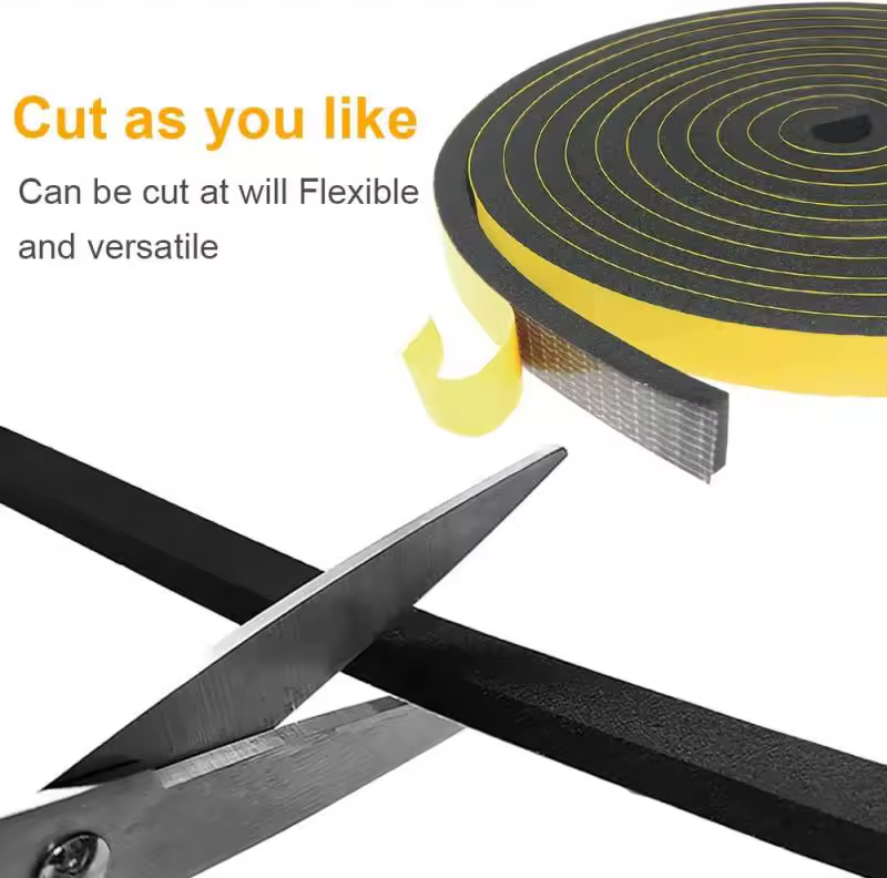 1roll 1-10mm thick Strong adhesion EVA black sponge foam rubber tape anti-collision seal stri Width 5-40mmSound insulation Strip - Image 3