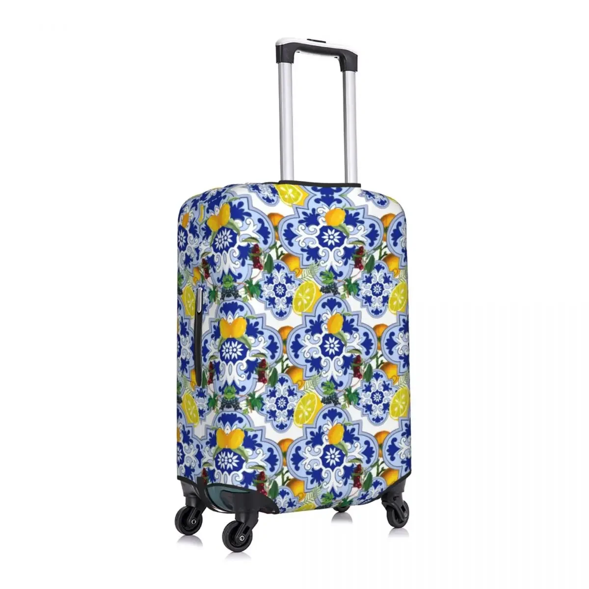 Custom Sicilian Summer Fruit Lemon Citrus Tiles Suitcase Cover Dust Proof Travel Luggage Covers for 18-32 inch