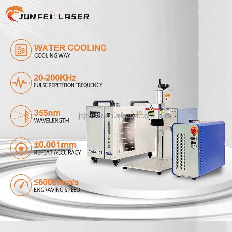 JUNFEI Water Cooling Crystal Glass  Laser Marking Machine 5W 30W Fiber Laser Marking Machines On Jewelry Gift Customization