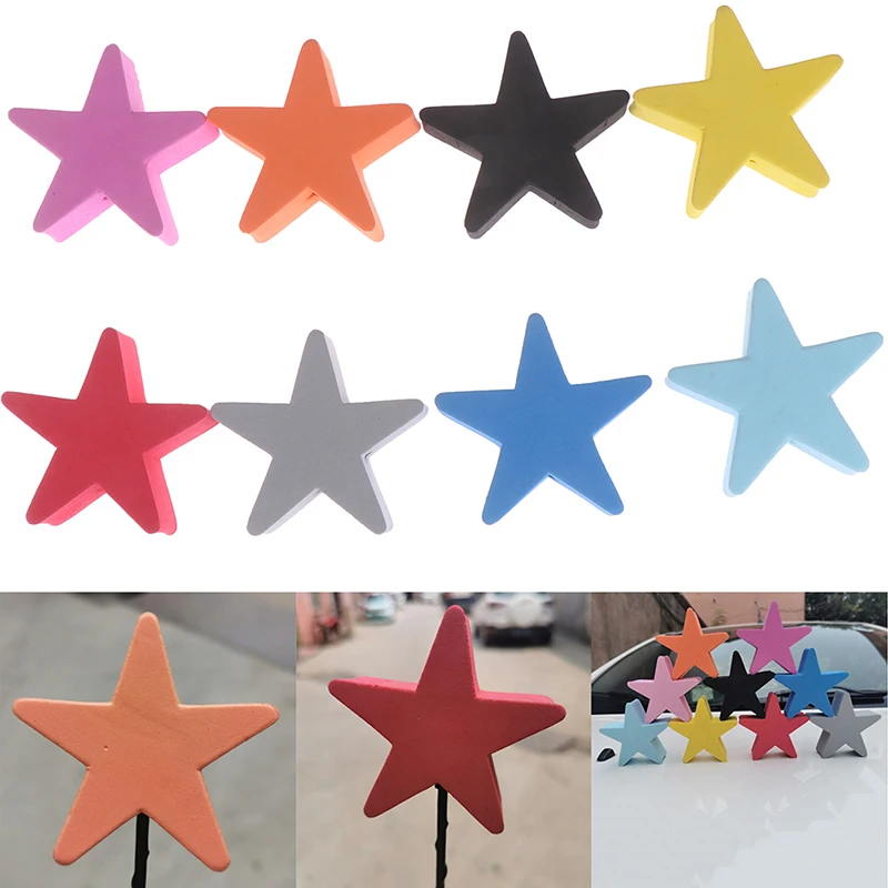 [E] 1Pc Colorful five-pointed star car antenna pen topper aerial EVA ball decor