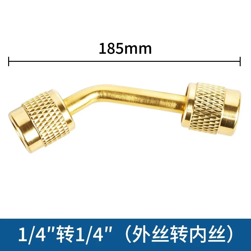 R22 Refrigerant Filling Adapter, Double Female Thread Bent Connector, Air Conditioner Cooling Repair Tool