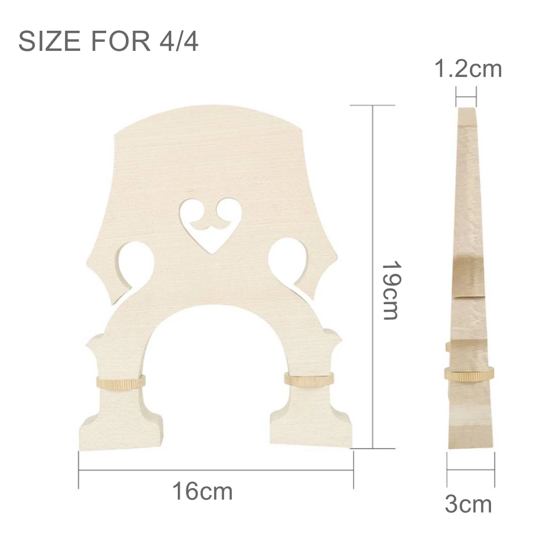 1 Piece Adjustable Maple Double Bass Bridge for 4/4 3/4 1/2 1/4 1/8 Double Bass, Full Size Bass Bridge