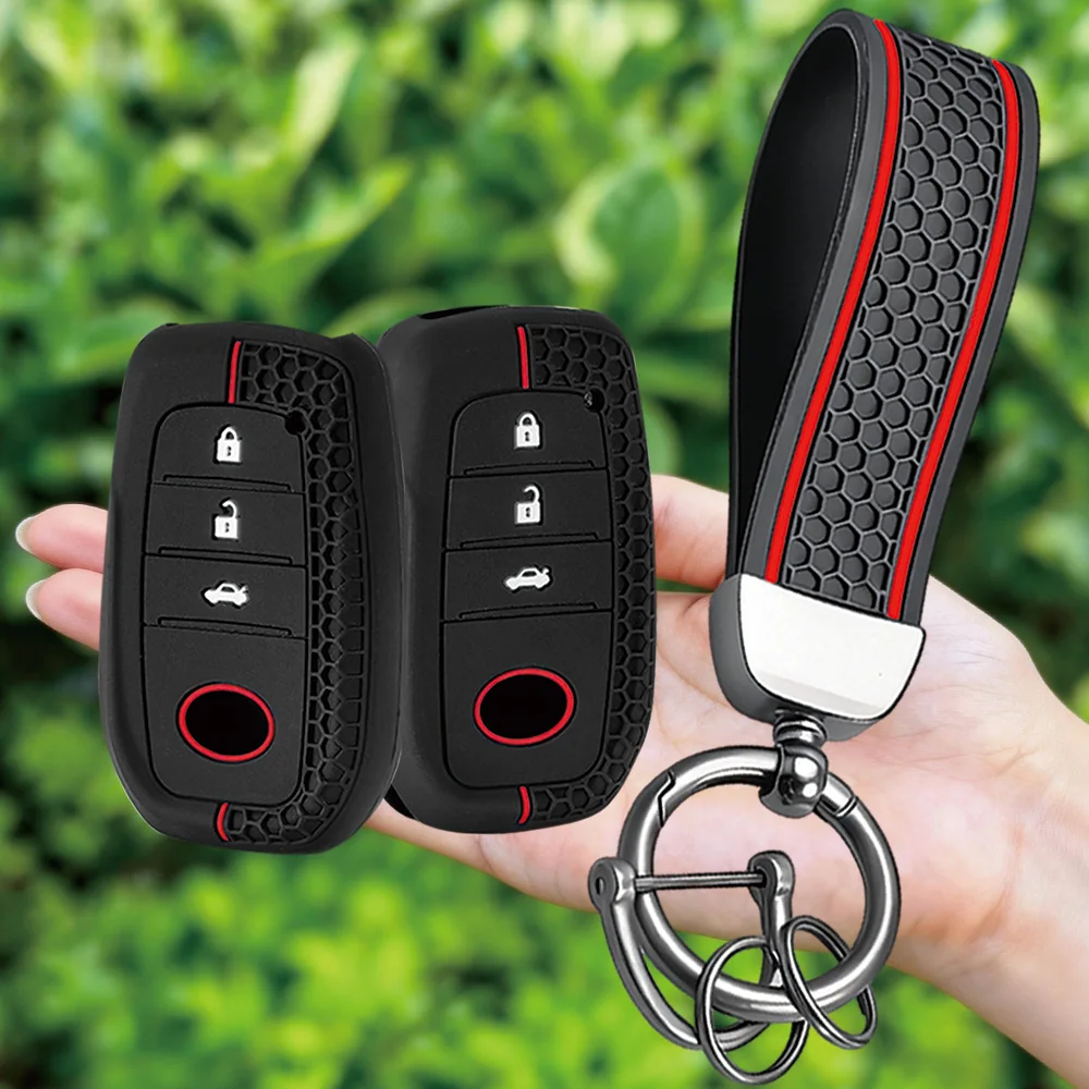 2026 Silicone Keychain Remote Car Key Case Cover For Toyota CHR Hilux Fortuner Land Cruiser Camry Corolla Crown RAV4 Highland