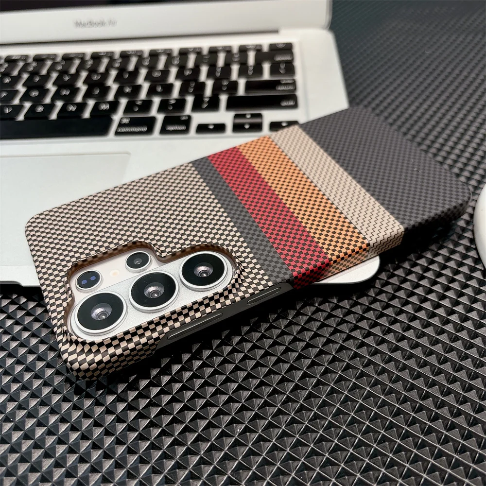 Bunte Kevlar Dünne PC Magnetische Handyhülle für Samsung S25 S26 Ultra S24 S23 Plus FE für MagSafe Kabelloses Laden Hartschalen-Cover