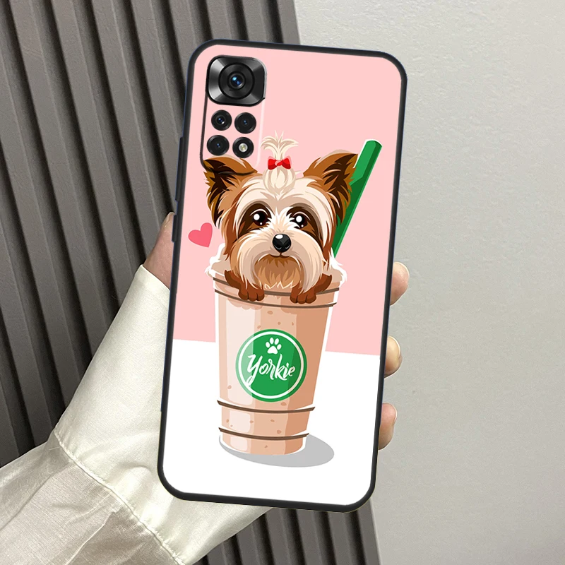 요크셔 테리어 강아지 케이스, 샤오미 레드미 노트 10 프로 노트 11 8 9 12 프로 11S 10S 8T 레드미 10C 12C 9C 9T 커버