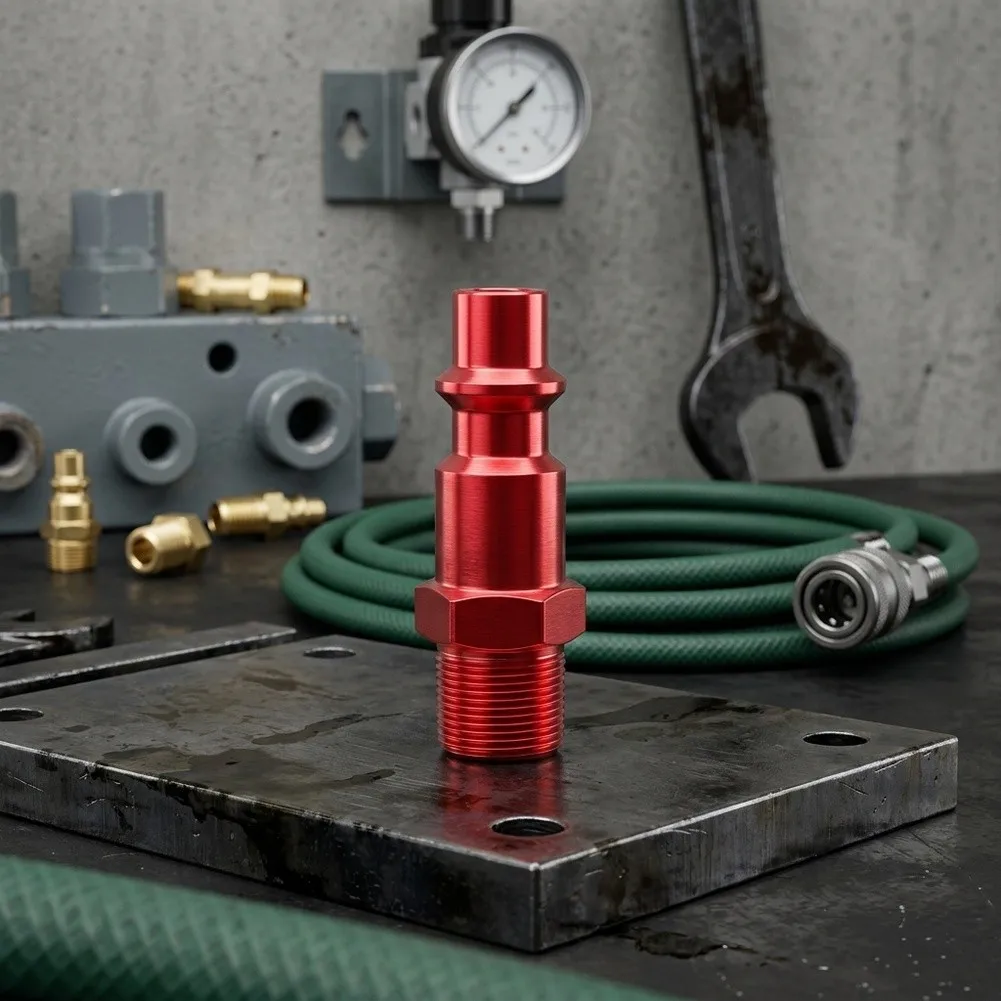 Aluminum Air Fitting Connector Set 15-Piece with Anodized Finish and 1/4 NPT Male Thread for Compressed Air Distribution Systems