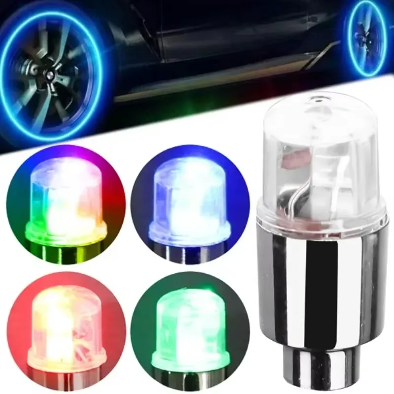 2/4/8 Peças Luzes LED Coloridas para Válvulas de Roda, Tampas de Válvula de Pneu para Moto e Carro, Capas de Válvula de Bicicleta Universais à Prova de Poeira