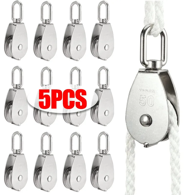 Stainless Steel Lifting Crane Pulley Clips for Outdoor DIY Pulley System Pulleys for Rope Bird Feeder Sun Shade Tent Poles