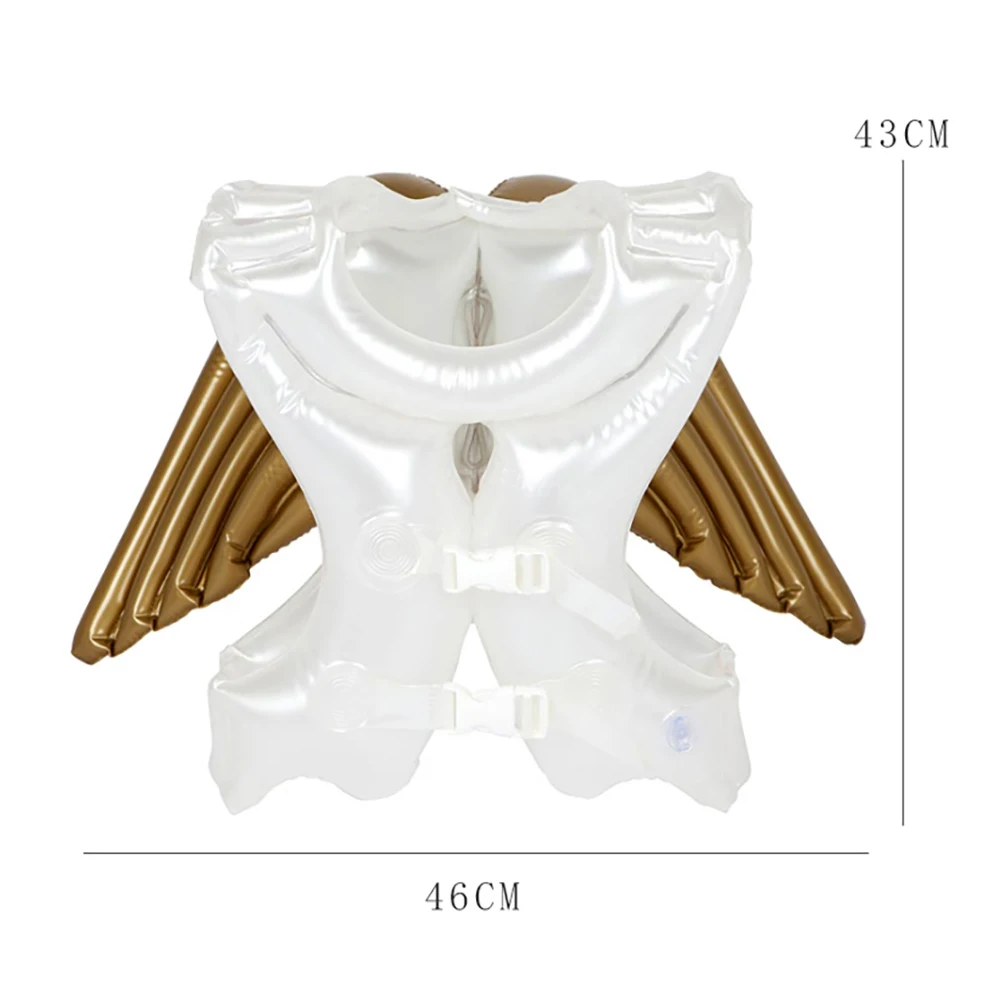 

1Pcs Kids Inflatable Swimwear Angel Wing Lovely Swimsuit Child Swim Pool Wear White Durable PVC Safe Comfortable