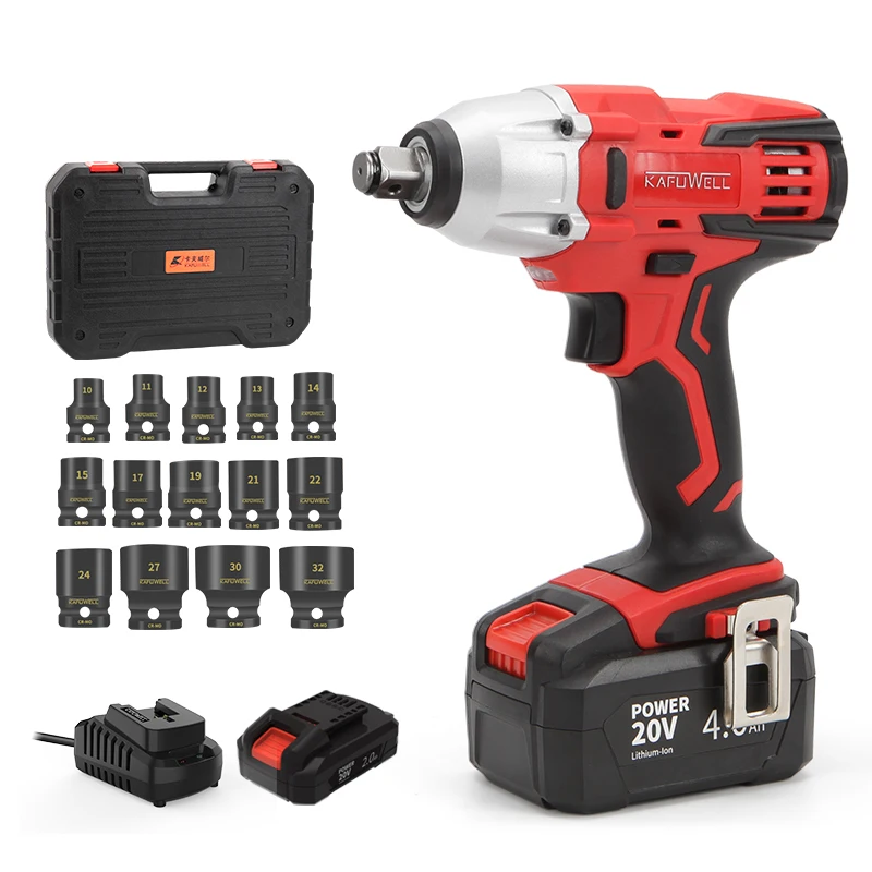 מכירת מפעל חמה - מברגה/מפתח פגיעה אלחוטי KAFUWELL P4941A 20V, כלי עבודה חשמליים עם מברשת, 1/2 אינץ'