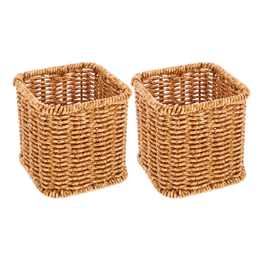 

2Pcs Cute Pen Holder Faux Rattan Makeup Brush Holder Stationery Organizing Case Desktop Desk Organizer Desktop Decoration Cute