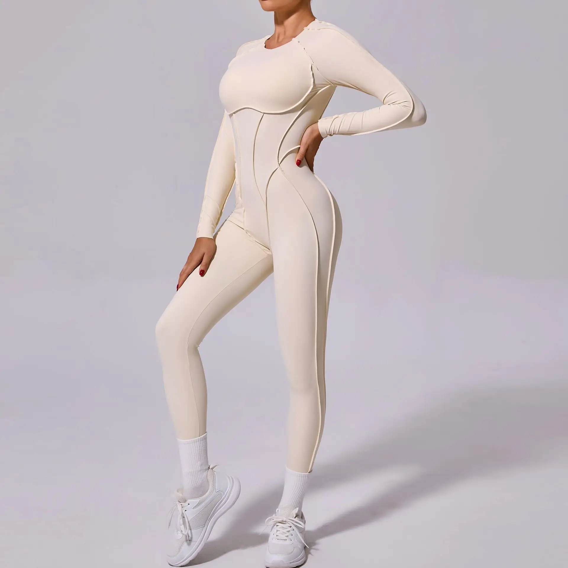 One-piece Yoga Jumpsuit Women Long Sleeved Set Quick Drying Yoga suit Gym Training Suit  Sportswear Bodysuits Women Fitness Set