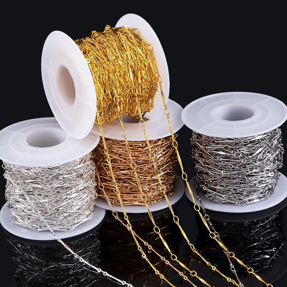 

1 метр, 0,5 метра, прямая плоская полоса, базовая простая цепочка для DIY браслета, ожерелья, одежды, декоративная цепочка для изготовления ювелирных изделий