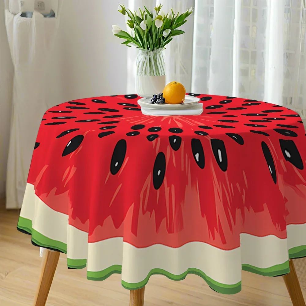 One round tablecloth with a pattern of watermelon slices, suitable for home kitchens, dining party terracesxzj
