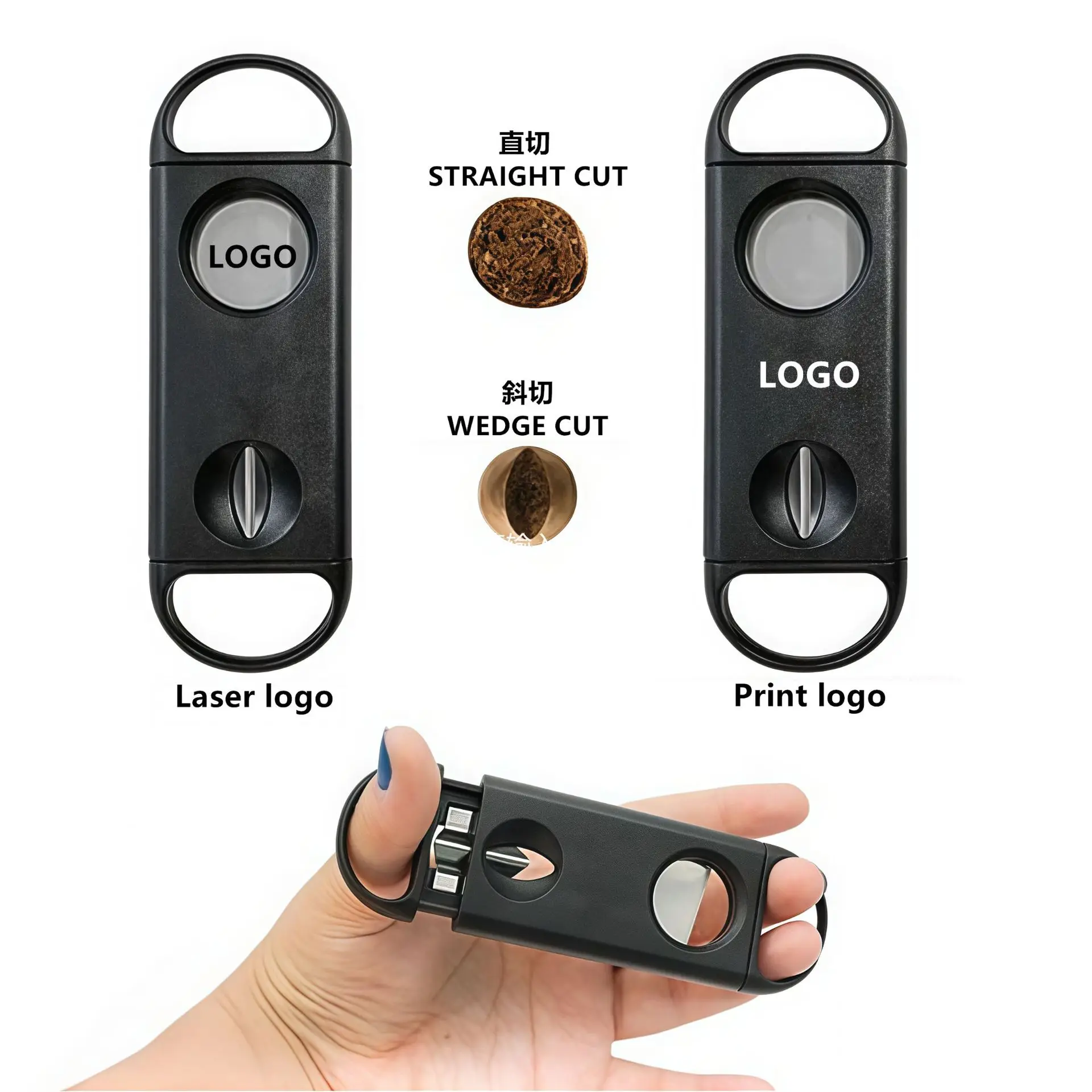 

Portable Plastic Cigar Cutter 2-in-1 Cigar V-shaped Flat Cut Multifunctional Stainless Steel Dual-purpose V-neck Cigar Cutter