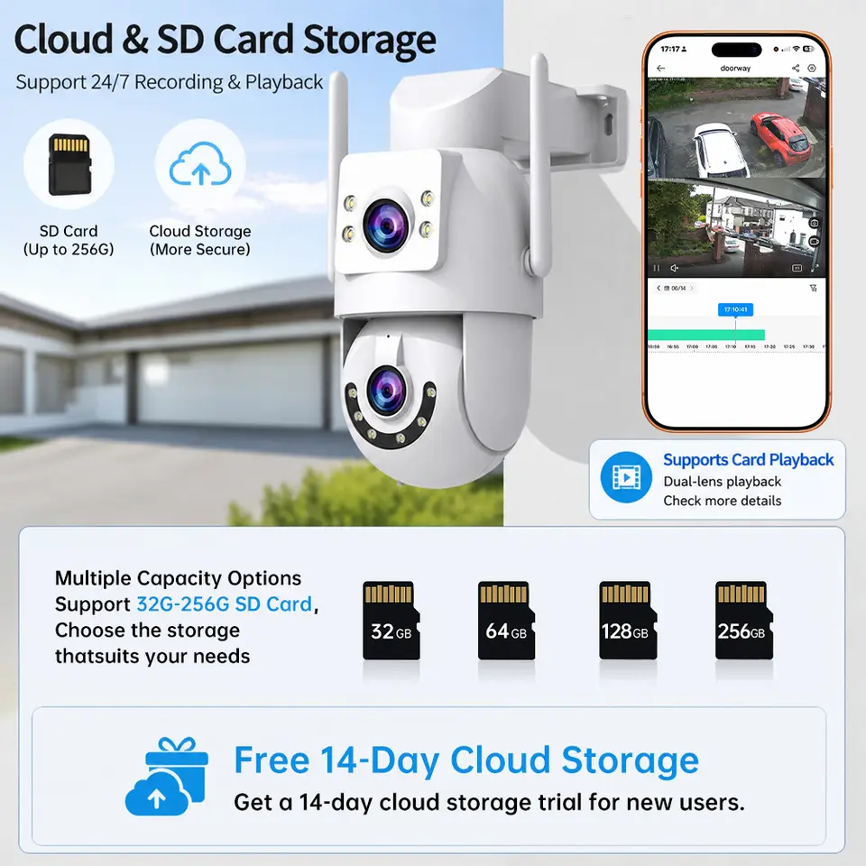 كاميرا Jooan بدقة 4K و8 ميجابكسل HD بتقنية Wifi PTZ، خارجية، 5G Wifi، عدسة مزدوجة، كاميرات IP أمنية، تقريب 5X، تتبع الذكاء الاصطناعي، متوافقة مع ONVIF CCTV - 3