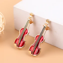 1Pc Fashion Elegant Red Violin Pins Brooches Lady Crystal Rhinestone Musical Instruments Brooch Pin Jewelry Accessories