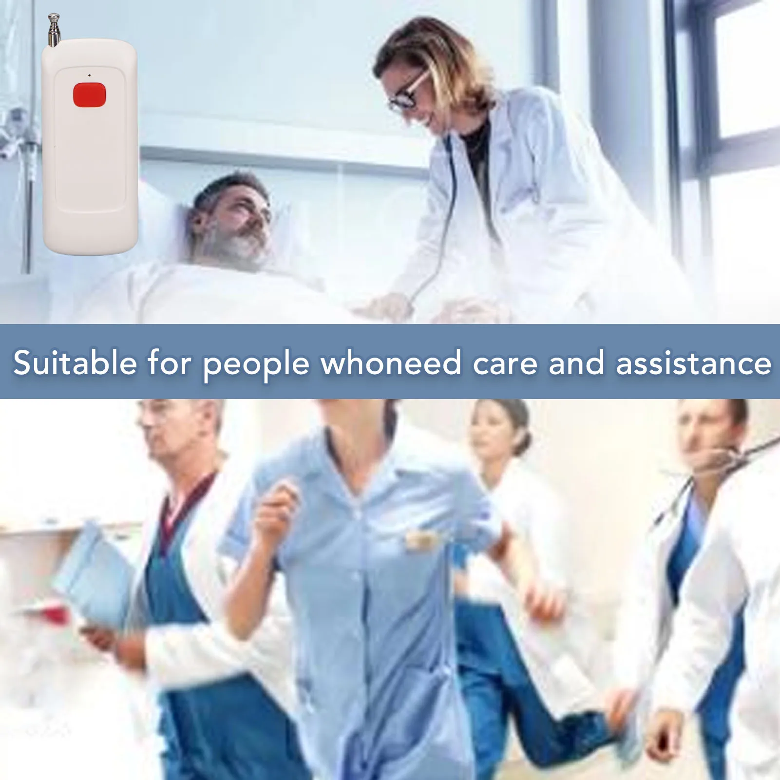 Wireless Nurse Call System Alert Button Waterproof Caregiver Pager Tool for Home Hospital