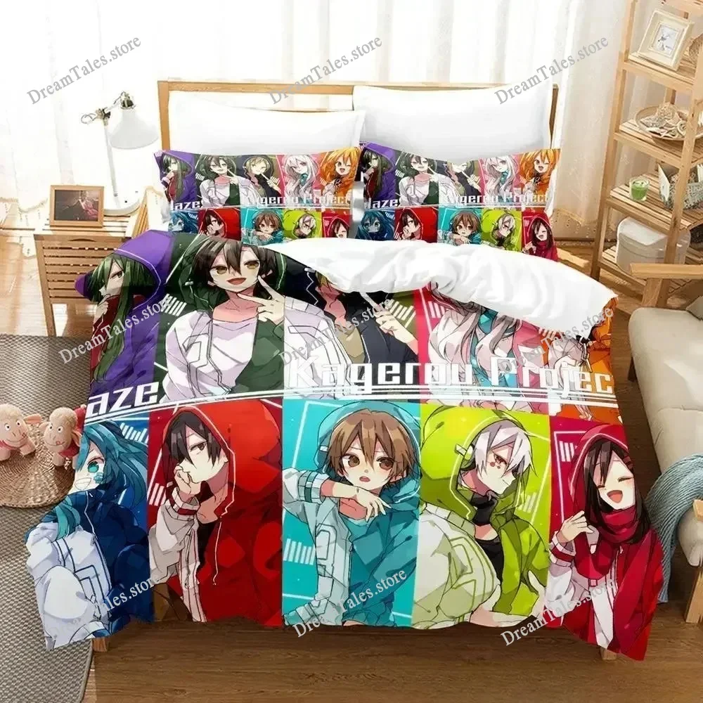 

2025 Kagerou Project Bedding Set Cartoon Anime Set Adult Kid Bedroom Duvet Cover Sets 3D Kawaii Impression Textile