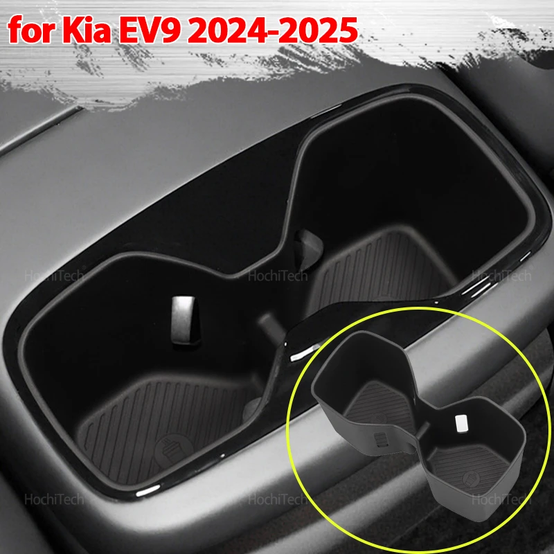 For Kia EV9 MV 2024 2025 Non-Slip Storage Box Armrest Rear Water Cup Holder Anti Dirt Shock Absorbing Center Console Accessorie