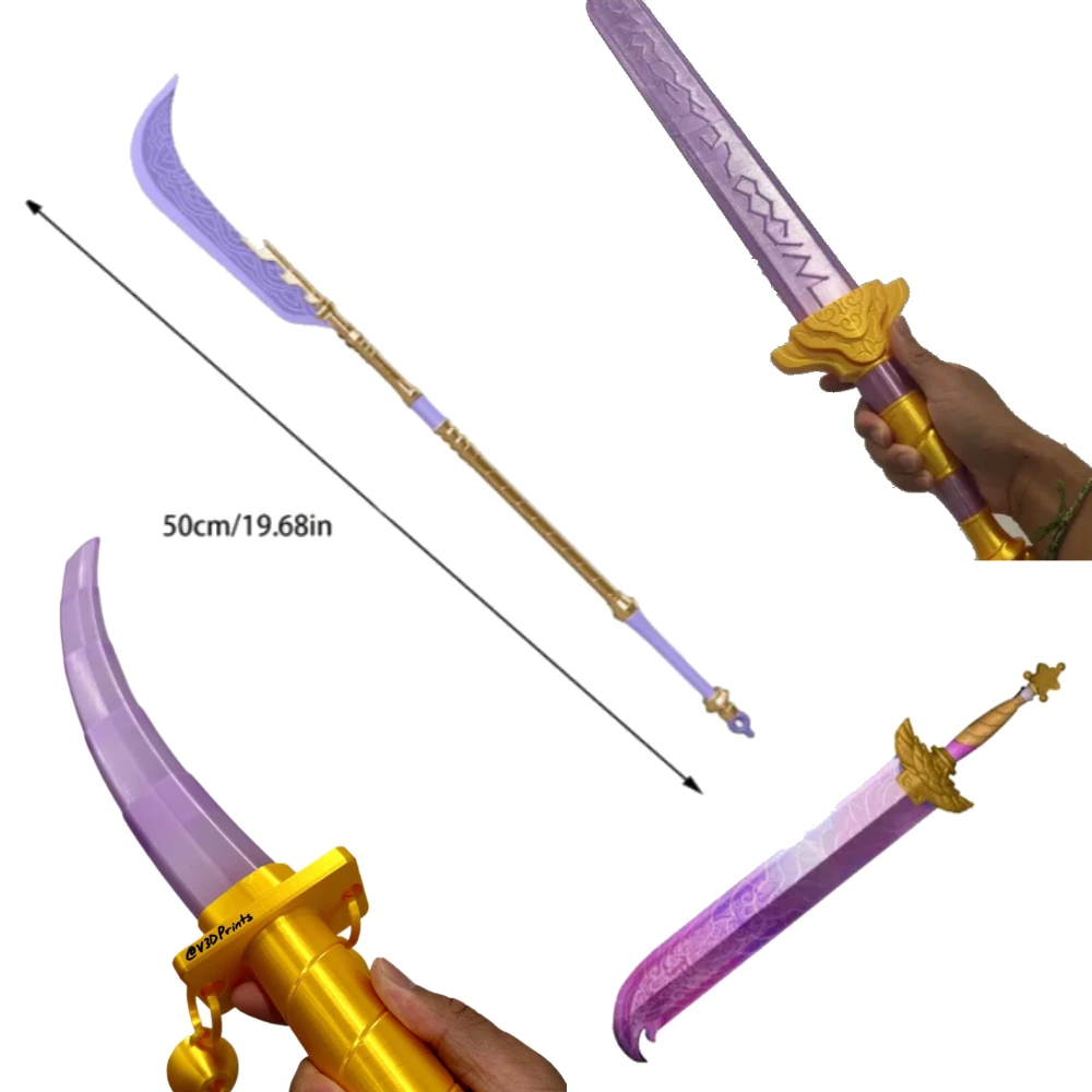 KPop Demon Hunter Rumi Cosplay Light Purple Sword Scalable Swords Knife Ornament for Girls Group Props Halloween Accessories