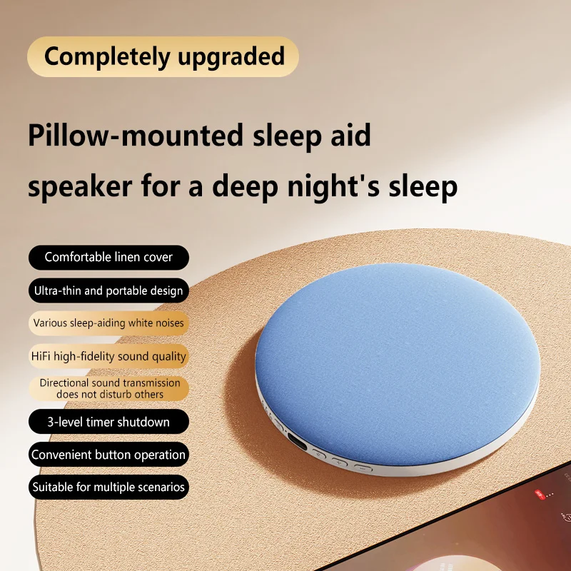 Ultra-Thin Pillow Speaker for Sleep - Bluetooth Sound Disc with White Noise Perfect for Under Pillow Listening & Relaxation