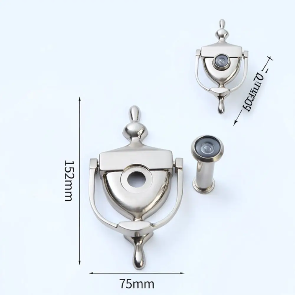 Modern Zinc Alloy Door Knocker With Peephole Decorative Hardware For Residential Front Door Security Enhancement